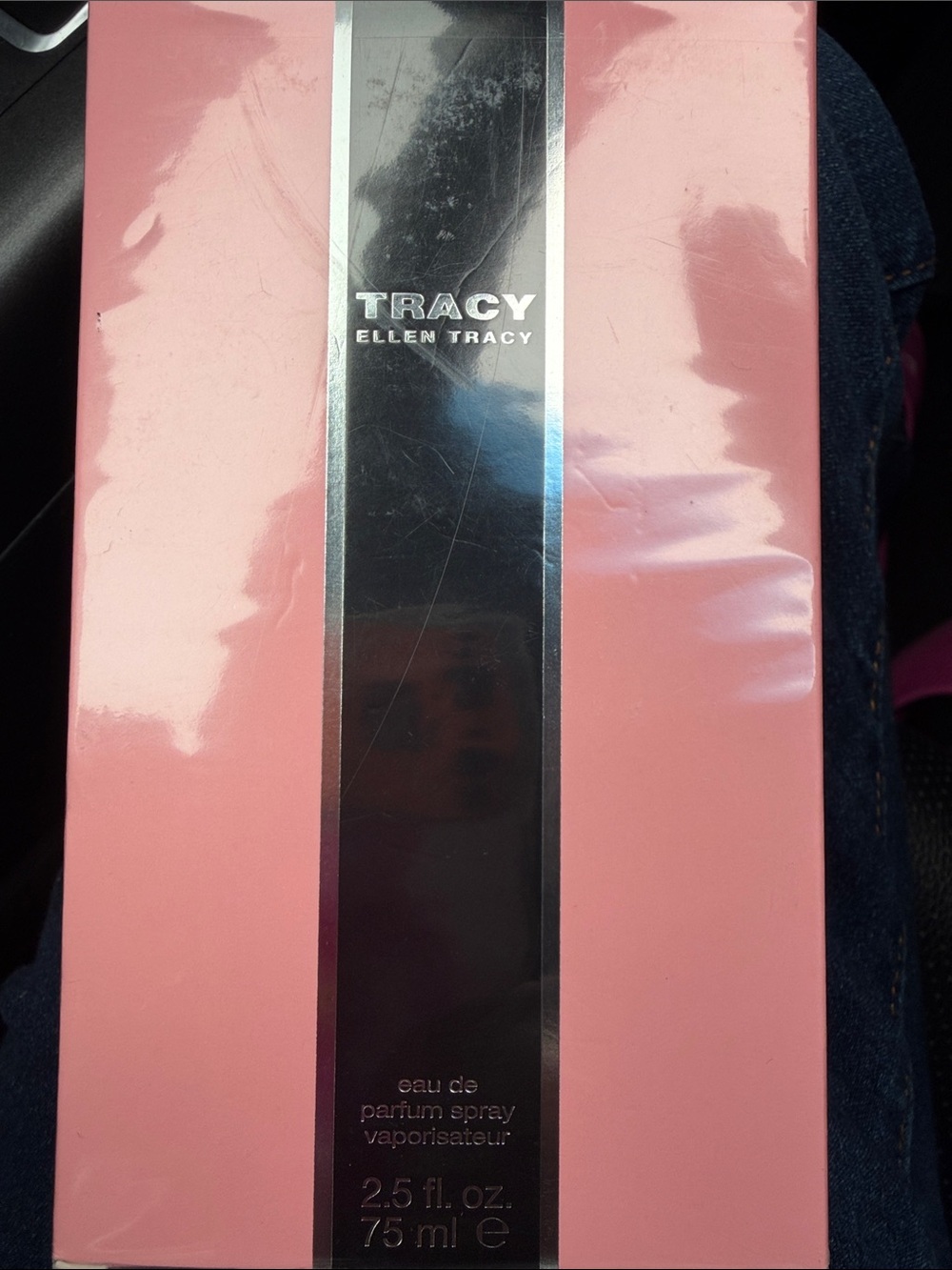 Ellen Tracy Pink Box with Black Metallic Stripe